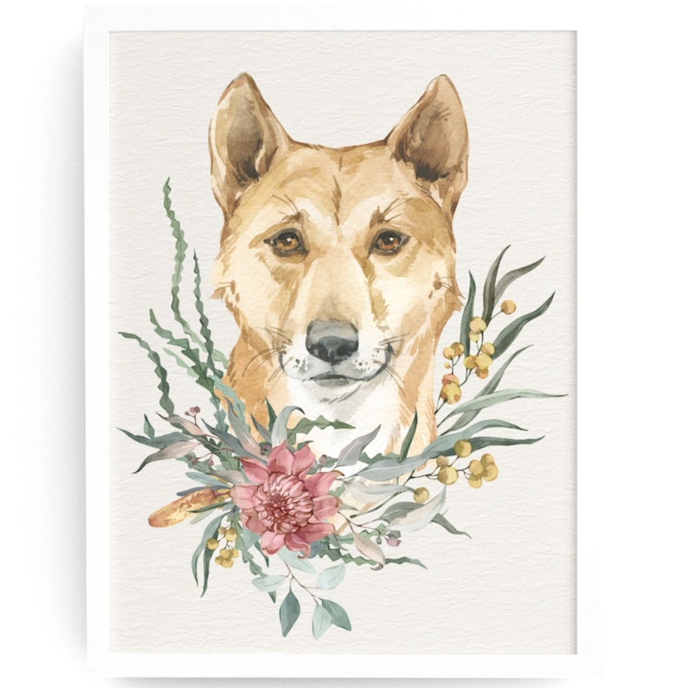 Watercolor Floral Dingo Illustration Wall Art Print Poster Unframed - Picture 3 of 9